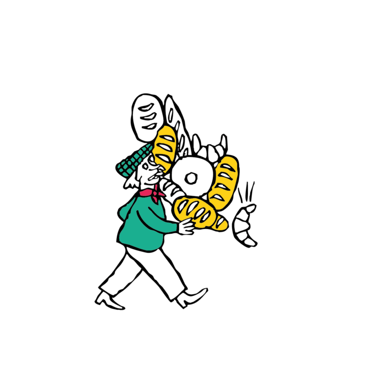 Illustration mit Person mit Brot