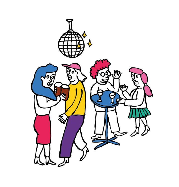 Illustration mit Leuten die Party machen
